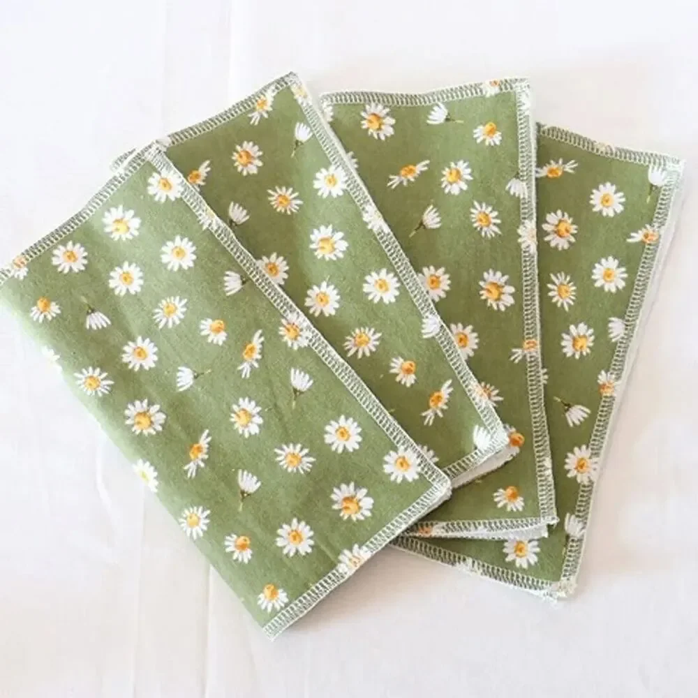 set 4 flannel gauze Daisy cloth napkin wash baby paperless towel reusable flower